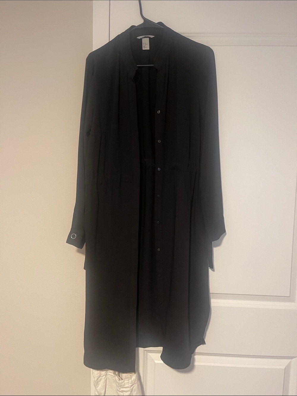H&M Black Button-Front Long Shirt Dress